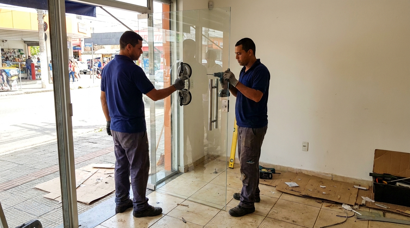 Portas em Vidro no Comércio, Salvador‑BA